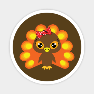 🦃 Cute turkey girl with a red bow Magnet